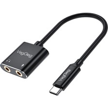 VegGieg Type-C Ses Kartı 3.5mm Kulaklık ve Mikrofon Girişli
