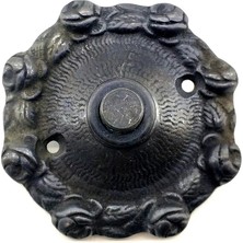 Derin Stok Antika Tarz Dekoratif Pirinç Güllü Kapı Zili - 75MM, Oksit