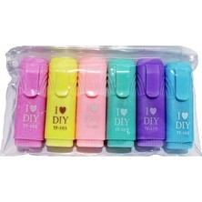 Vtk Mini Fosforlu Kalem 6'lı Kilitli Poşet