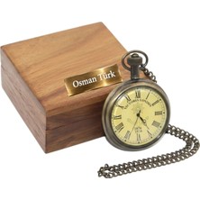 Hediye Fikri Kişiye Özel Ahşap Kutulu Pirinç Köstekli Saat