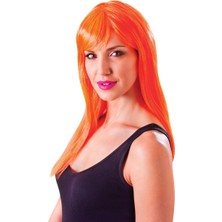 Marsilyan Turuncu Renk Uzun Düz Parti Peruğu