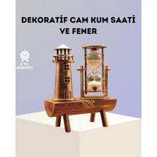 Dekoratif Ahşap Kum Saati ve Deniz Feneri Figürlü Masa Süsü - Şık ve Fonksiyonel Tasarım