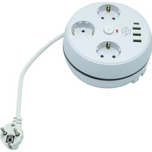 Ayt Vea VE-26583 3'lü 1.5 Metre Kablolu Akım Korumalı Grup Priz 3 USB / Type-C Girişli
