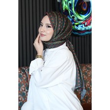 Afvente Etnik Desen Koyu Yeşil Soft Pamuk Şal