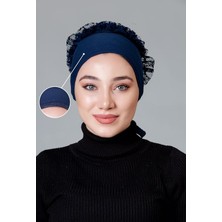 Nanak Lacivert Penye Fırfırlı Kaymayan Bone