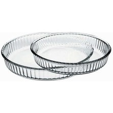 Paşabahçe Borcam Şeffaf 2'li Yuvarlak Tepsi 320 mm ve 260 mm Turtalar İçin Yerli Üretim