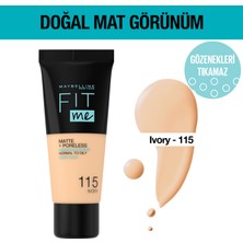 Maybelline New York Maybelline Fit Me Matte Fondöten 115 Ivory Cilt Tonunu Eşitleyen Doğal Mat Görünüm Sağlar