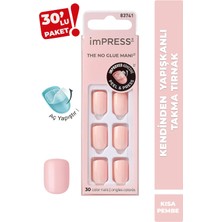 İmPRESS Kendinden Yapışkanlı Takma Tırnak Kısa Parlak Açık Pembe