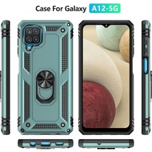 Derin Stok Galaxy A22 Kılıf Sofya Yüzüklü Silikon Kapak - Yeşil