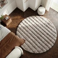Cool Halı Sofia Yuvarlak Açık Vizon Kabartmalı Yumoş Bubble Kaymaz Kolay Temizlenen Suni Kürk Post Peluş Halı