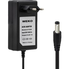 Derin Stok Weko 14.4 Volt - 1 Amper 5.5*2.5 Uçlu Plastik Işıklı Kasa Priz Tip Adaptör