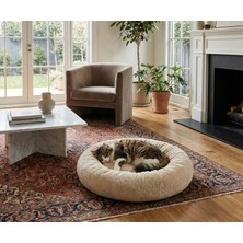 Brt Pet Peluş Simit Kedi Yatağı, Küçük Irk Köpek Yatağı, 50 cm