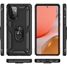 Derin Stok Galaxy A72 Kılıf Sofya Yüzüklü Silikon Kapak - Siyah