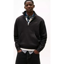 Tommy Hilfiger Erkek 90's Script Yarım Fermuarlı Sweatshirt - Siyah