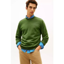 Tommy Hilfiger Erkek Essential Terry Crewneck Sweatshirt - Yeşil