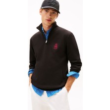 Tommy Hilfiger Erkek Crest Gifting Intechno Yarım Fermuarlı Sweatshirt - Siyah