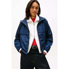 Tommy Hilfiger Kadın Kapüşonlu Rüzgarlık Ceket - Lacivert