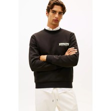 Tommy Hilfiger Erkek Diner Retro Logolu Bisiklet Yaka Sweatshirt - Siyah