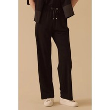 Seçil Kadın Bağcıklı Düz Kesim Eşofman Altı - Siyah