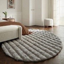 Cool Halı Sofia Yuvarlak Gri Kalın Yumoş Kabartmalı Bubble Shaggy Kaymaz Taban Puf Tavşan Tüyü Pos Peluş Halı