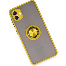Derin Stok Galaxy A04 Kılıf Montreal Yüzüklü Silikon Kapak - Sarı