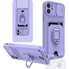Derin Stok Iphone 11 Kılıf Zuma Kartvizitli Yüzüklü Silikon - Lila