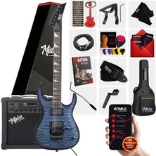 Midex CRADE-25AMP Blue Rosewood Super Strat Kasa Hh Yüksek Kaliteli 25W Amfili Elektro Gitar Seti