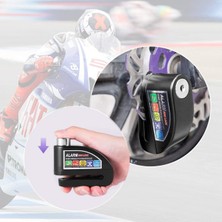 Motobros Motosiklet Alarmlı Disk Kilidi Siyah Yüksek Sesli Su Geçirmez Alaşımlı Çelik Malzeme ile Hatırlatma Kablo