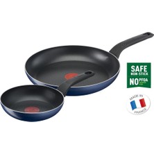 Tefal Easy Cook & Clean 2'li Tava Seti 20/28 cm Lacivert Teflon Kaplama Yapışmaz Malzeme