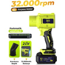 7go 7GAB01 21V Kablosuz Hava Üfleyici | 32.000RPM Turbo Fan, 12.000MAH Batarya, Bahçe & Araç Kurutma, Toz Temizleme