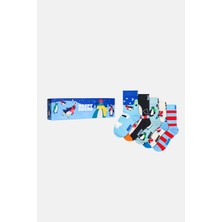 Happy Socks - Çocuk Çok Renkli Penguen Desenli 5\'li Pamuklu Çorap Seti