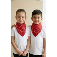 Sibel Günay Butik Türkiye Haritalı Ay Yıldız Baskılı Kırmızı Fular 10'lu | Unisex | 52*53 cm