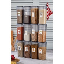 Hess Etiketli Mega Boy Kapaklı 12'li Erzak Saklama Kabı Seti 1750 ml 20 Adet Etiket Hediyeli