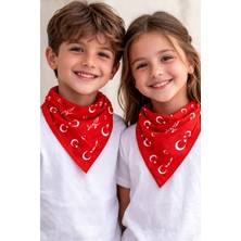 Sibel Günay Butik Türk Bayraklı Türkiye Yazılı Kırmızı Fular / Bandana | Unisex | 52*53 cm