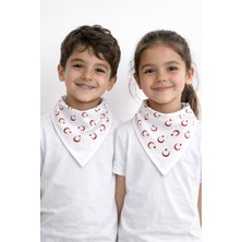 Sibel Günay Butik Türk Bayraklı Beyaz Fular / Bandana | Unisex | 52*53 cm