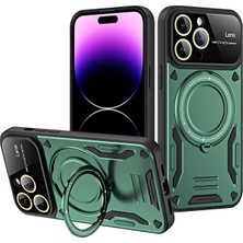 Derin Stok Iphone 16 Kılıf Joy Lens Standlı Kapak - Koyu Yeşil