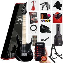 Maxword DE-150BK-ST Maple Klavye HH Manyetik Elektro Gitar Seti