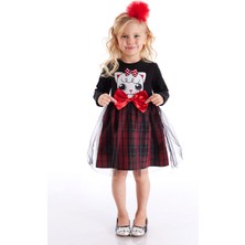 Denokids Kız Çocuk Elbise Kokoş Kedicik Desenli Günlük Stil ile 8 Yaş İçin Şık Seçim