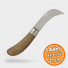 Nzb Ahşap Saplı Bıçak Çakı Aşı Bıçağı Profesyonel Çelik Eğri Uçlu Bağ Ağaç Budama Aşı Çakısı 210 mm Paslanmaz Çelik