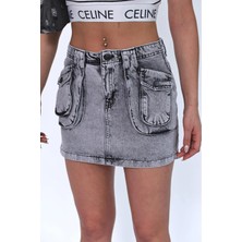 Zeo Basic Ön Cep Detaylı Mini Etek