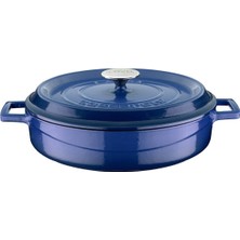 Lava Döküm Yayvan Tencere Trendy Kapak - Çap 28 cm - Mavi
