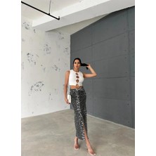 Zeo Basic Leopar Desenli Maxi Etek