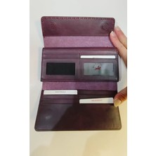 Mercan Bags Kadın Hakiki Eskitme Deri Telefon Bölmeli El Portföyü Cüzdan