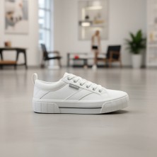 Lumberjack Kadın Beyaz Sneaker Suni Deri Malzeme Kauçuk Taban Düz Topuklu 5pr