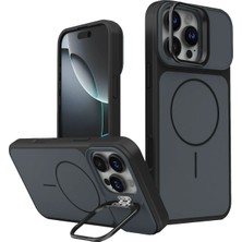 Fuchsia iPhone 16 Pro Max ile Uyumlu Pale Magneticsafe Standlı Kapak - Siyah
