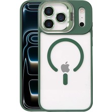 Fuchsia iPhone 17 Pro Max ile Uyumlu Remim Lensli Magneticsafe Standlı Kapak - Koyu Yeşil
