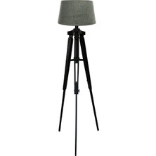 Ağaç Ustası Piega Tripod Lambader Abajur Köşe Lambası Aydınlatma Ahşap Siyah Ağaç Country Masif Doğal