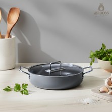 Sera Nova Seramik Yanmaz Yapışmaz Basık Tencere 26 cm – Gri