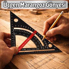 Badem10 Alüminyum Üçgen Marangoz Gönyesi 7 Inç Profesyonel Ölçü Cetveli Açı Ölçer Marangozluk Ölçüm Aparatı