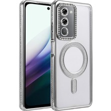 Fuchsia Xiaomi Redmi 15 4g ile Uyumlu Joke Simli Magneticsafe Kılıf - Gümüş